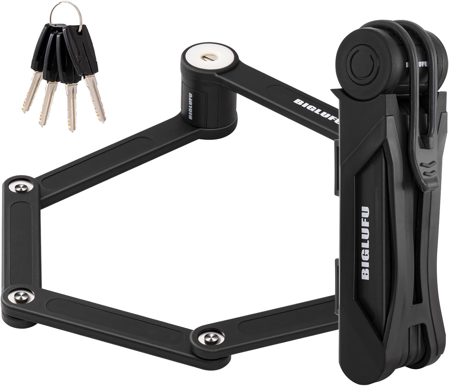 BIGLUFU Bike Lock Bicycle Scooter Motorcycle Folding Locks with 4Keys, Fold Chain Heavy Duty Alloy Steel Foldable Lock with Mounting Bracket 2pc Straps, 86cm\/34 Unfolding, 1.92 lbs BIGLUFU Bike Lock Bicycle Scooter Motorcycle Folding Locks with 4Keys, Fold Chain Heavy Duty Alloy Steel Foldable Lock with Mounting Bracket 2pc Straps, 86cm\/34 Unfolding, 1.92 lbs - Image 1